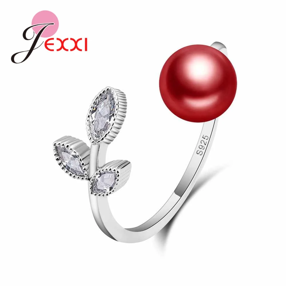 Personality Design 925 Sterling Silver Flower Pearl Finger Rings Hollow Zircon Leave Open Ring For Women Girls Party Gifts | Украшения и