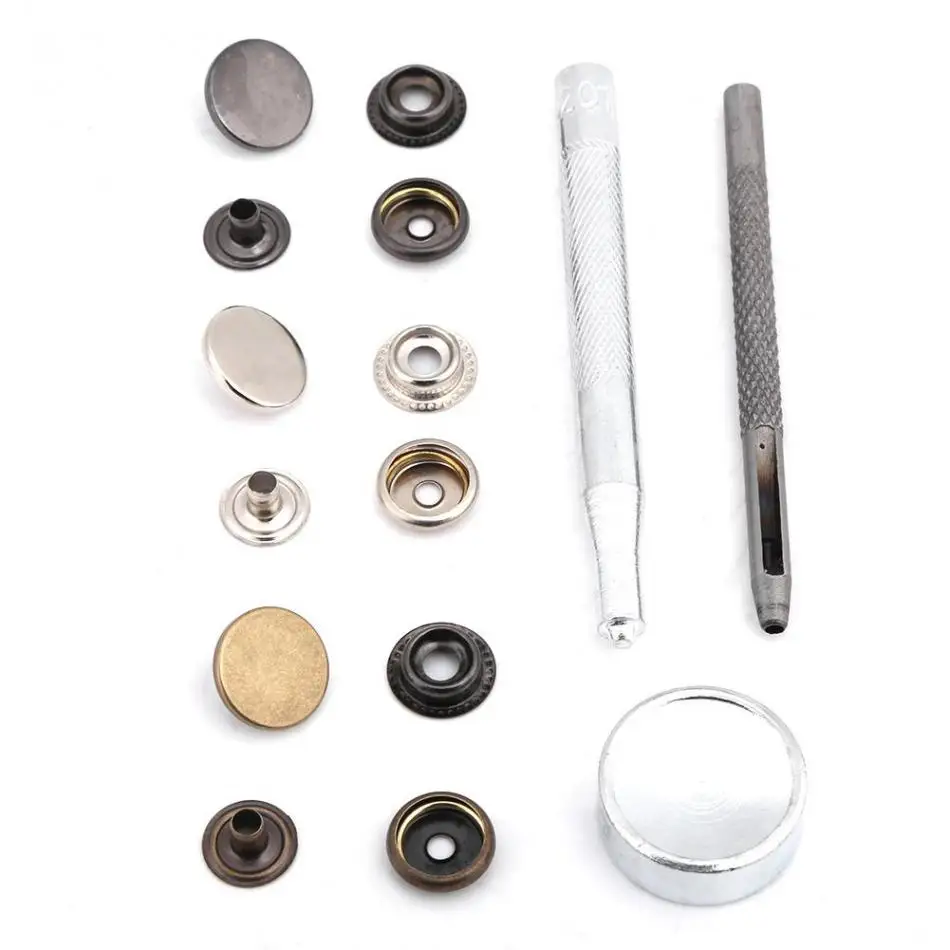 

Metal Press Stud Snap Button Fastener With Tools for Leather Clothes Jacket Repair