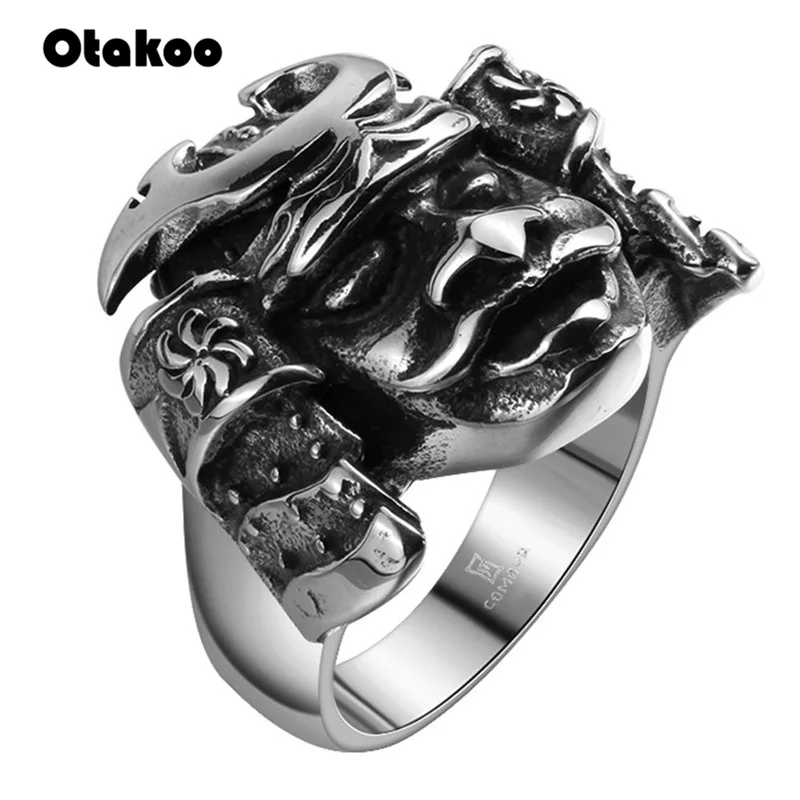 

Otakoo Luxury Brand Men Rings Stainless Steel Men Jewelry Rings Japanese Bushido Samurai Helmet Warrior Punk Rings For Women