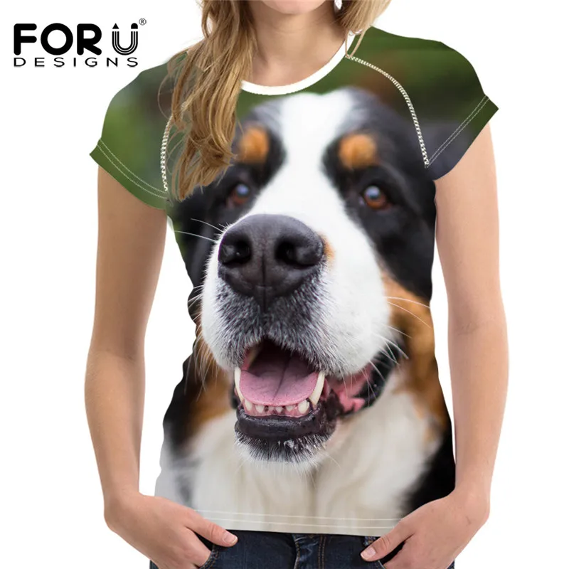 FORUDESIGNS/немецкая женская футболка с коротким рукавом и принтом Doberman брендовая