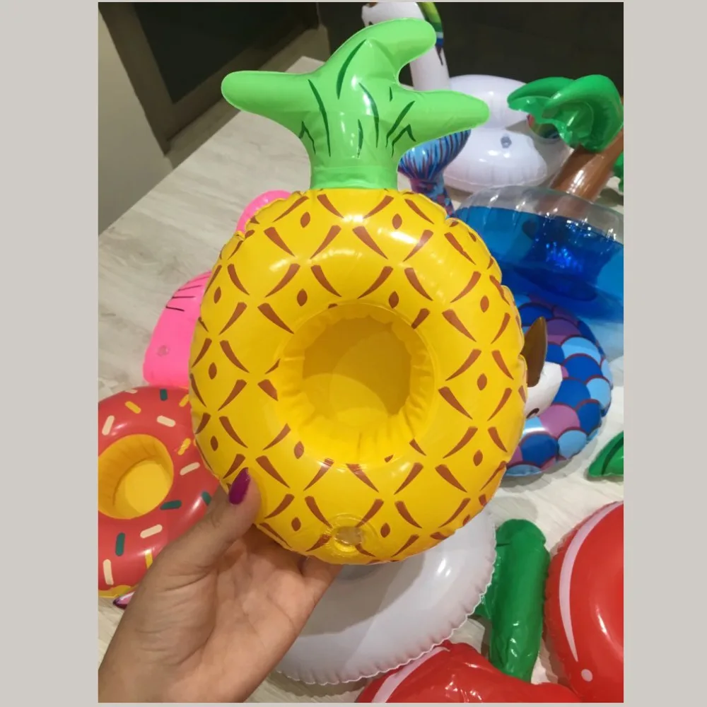 

1pc Creative Inflatable Drink Cup Holders Mini pineapple fruit pattern Coaster Christmas Wedding Birthday Party Drop Shipping
