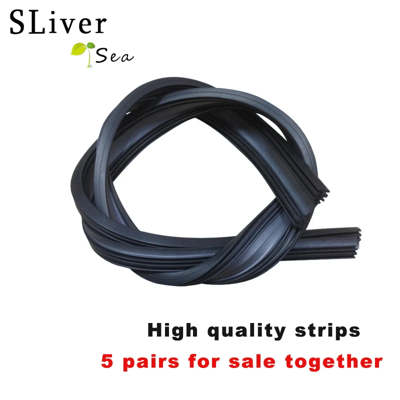 SLIVERYSEA Universal Car Wiper Blade Rubber Refill 5Pcs Natural