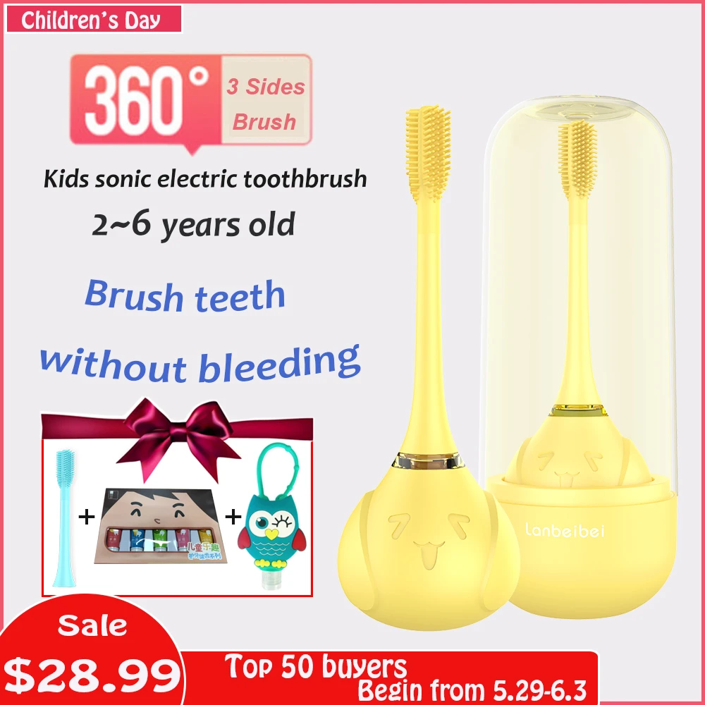 210 years old 360 children electric toothbrush 4 colors replaceable