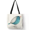 Mignon petit oiseau impression lin sac fourre-tout femmes tissu sacs à main pliant sacs à provisions réutilisables ► Photo 3/6