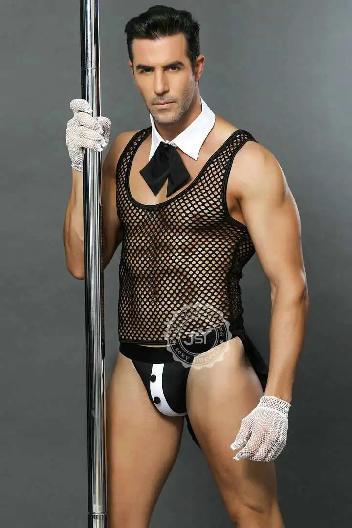 6619 горячая эротическая Мужская сексуальная одежда для официанта Косплей Костюм мужской горничной белье косплей костюмы для сексуальных мужчин - Цвет: Black