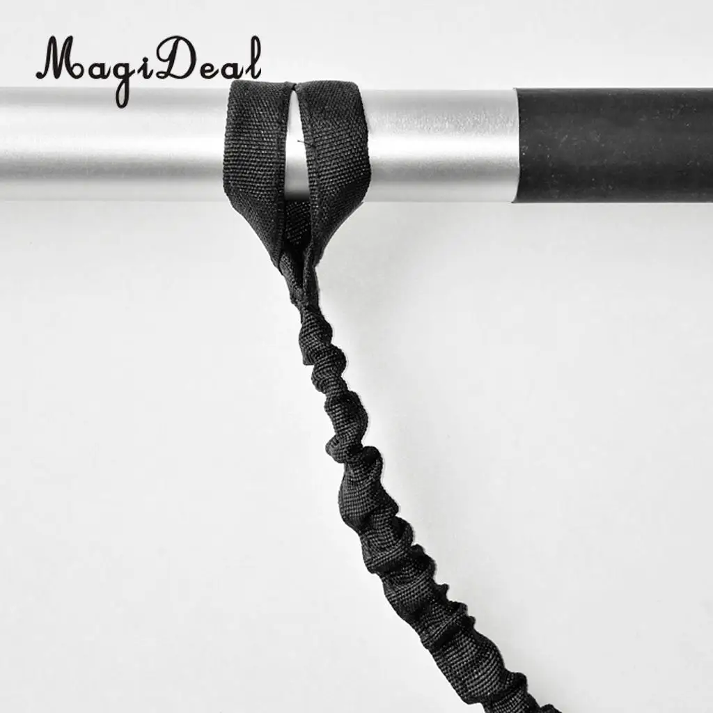 MagiDeal 61.4' Cinch-Lock Webbing Kayak Canoe Paddle Leash Fishing Rod Holder Accessory Leash With Carabiner Black