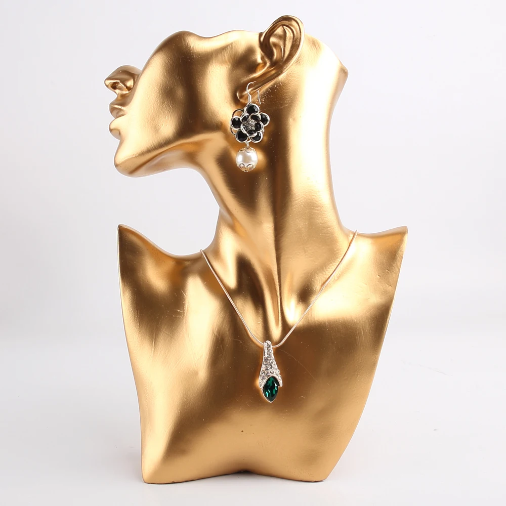 Золотая Смола манекен голова для ювелирных изделий серьги ожерелье Didplay