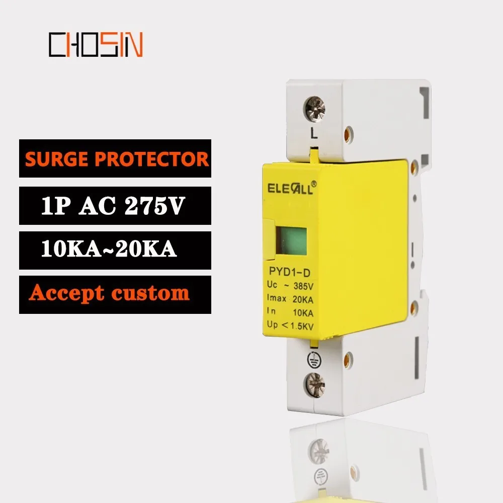 

Surge Protector C20-1P 10KA~20KA 275V 385V 420V AC Spd House Protective Low-voltage Arrester Device Lightning Protection