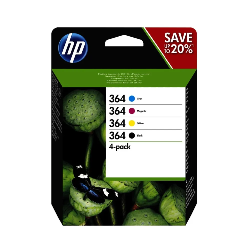

HP Pack of 4 original ink cartridges 364 black / cyan / magenta / yellow HP N9J73AE Black Cyan Magenta Yellow