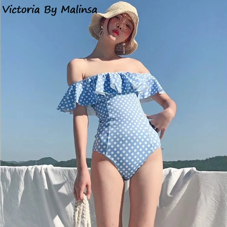 

Women's Swimwear One Piece Bath Suits Beach Bathing Korea Women Breasts Sexy Secret Falbala Leak Back Animal Female
