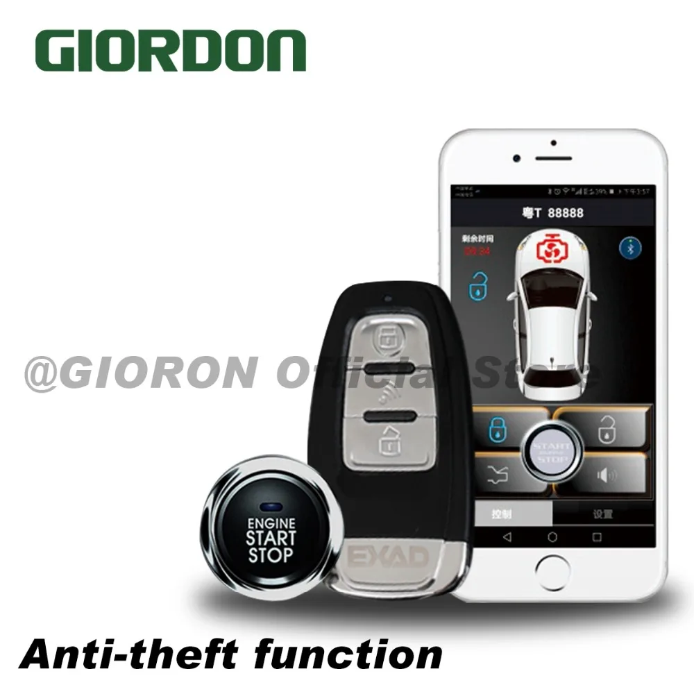 Mobile phone remote start PKE one key start keyless access system with vibration alarmengine hidden lock function