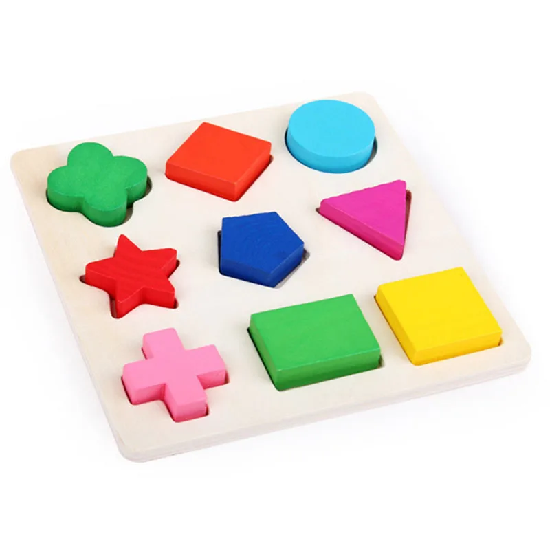 

Baby Kids Shape Matching Wooden Learning Geometry Educational Toys Puzzle Children Early Learning 3D Shapes Wood Jigsaw Puzzles