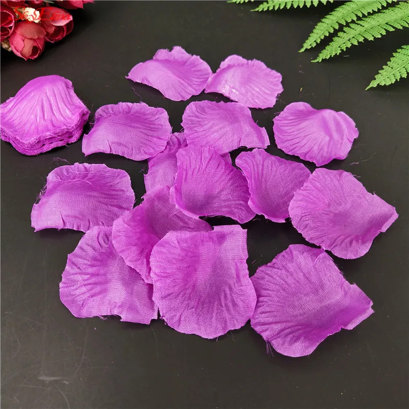 1000pcs Red Rose Petals Artificial Flowers Silk Wedding Decorations Party Event artificial False party rose Flower Petal 5X5cm7z - Цвет: deep purple