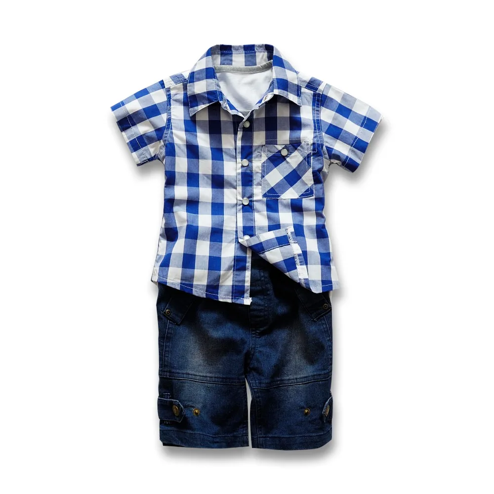 thanksgiving outfits clothes for kids boys 3 years baby boy dress suit cheap newborn clothing Plaid Shirt +short 3 piece set