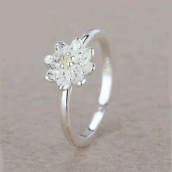 

XIYANIKE 925 Sterling Silver Lotus Flower Adjustable Rings Creative Simple Fashion Engagement Jewelry For Women Gift New VRS2351
