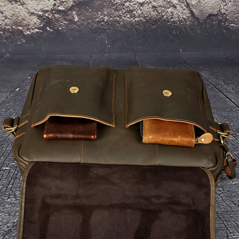 مجنون الحصان الجلود الرجعية الرجال حقائب 14 بوصة محمول الأعمال المحمولة crossbody أكياس الذكور الكمبيوتر shouder على حقيبة ساعي