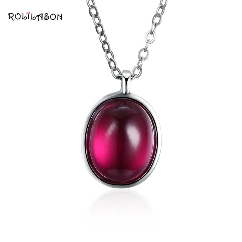 925 стерлингового серебра Круглый красный циркон ожерелье для Для женщин вечерние подарок ювелирные изделия SP47