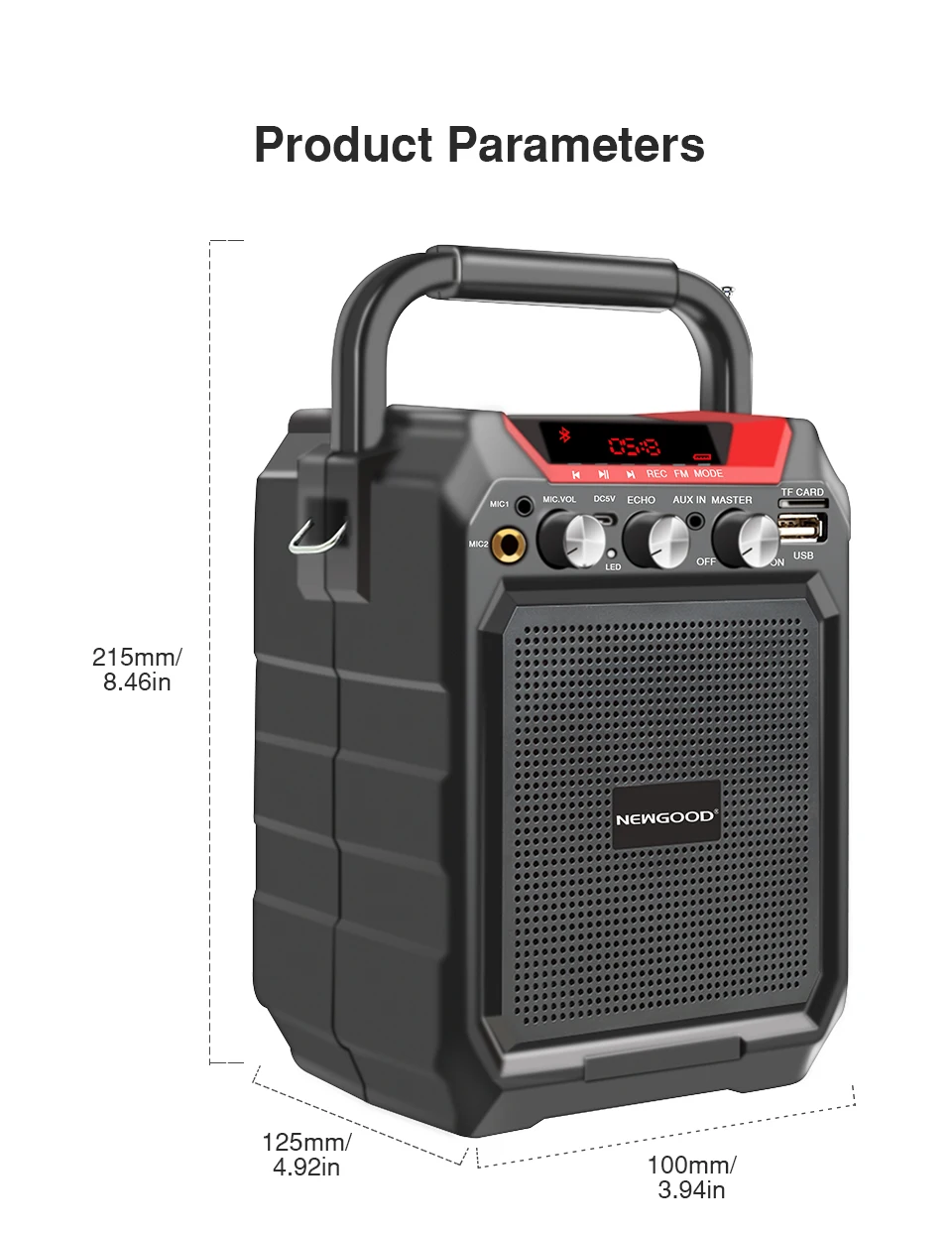Portable Bluetooth Speaker Wireless Remote Control 3D Stereo Sound System Outdoor Music Speakers Support AUX FM TF Microphone (11)