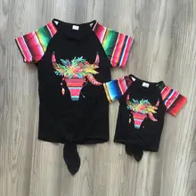 Новая летняя детская одежда для маленьких девочек, комплекты одежды, топ, футболка, raglans serape, с цветочным рисунком, из молочного шелка, с оборками, с бантом