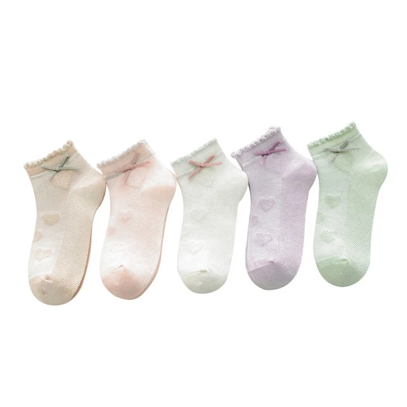 Новое поступление, весенние носки для новорожденных, носки для маленького мальчика/девочки, милые мягкие носки в полоску с принтом сердца, хлопковые детские носки, 5 пар