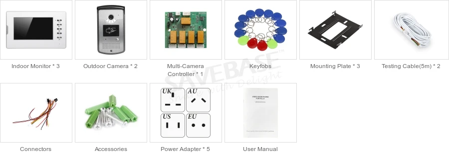 HOMSECUR 7 "Hands-free видео домофон система вызова с брелоками разблокировка камеры