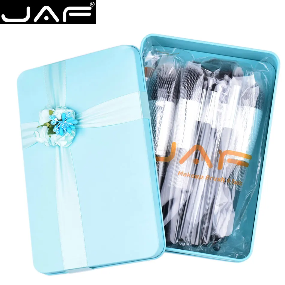 JAF 24 шт. профессиональный кисти для макияжа комплект высокое качество макияж для инструментов премиум полнофункциональный - Handle Color: With Metal Box