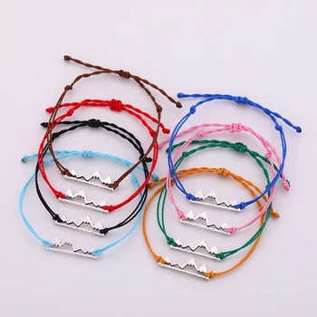 

Dawapara Multi-Color Wax Cord With Mountain Charm Bracelet Word Round Hand-woven Handmade Bracelet For Women Jewelry