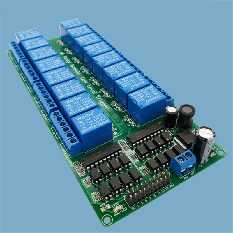 16 канальный релейный модуль низкий уровень триггера контрольная панель реле с оптроном DC5V DC12v для PLC Автоматизация управления оборудованием