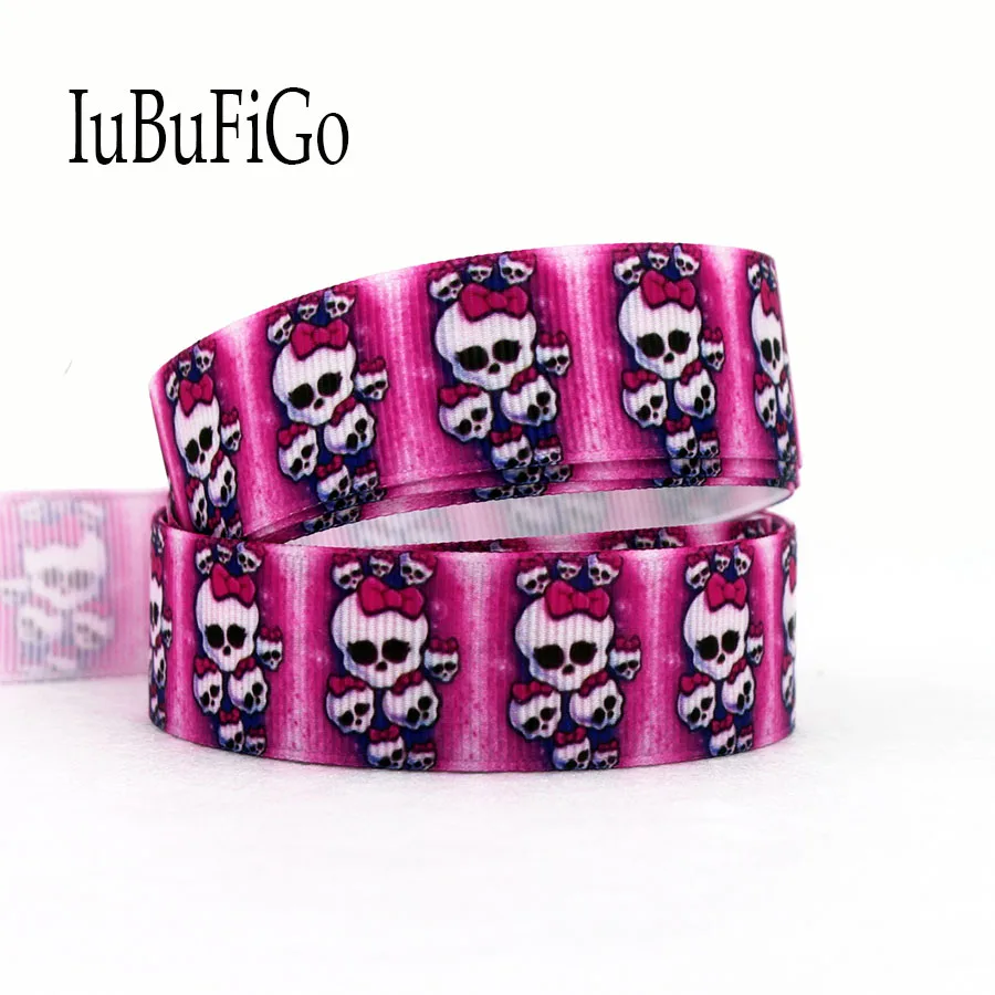 IuBuFiGo 30 ярдов 7/8 &quotлента с черепами печатная Grosgrain лента и bowhair DIY ручной работы