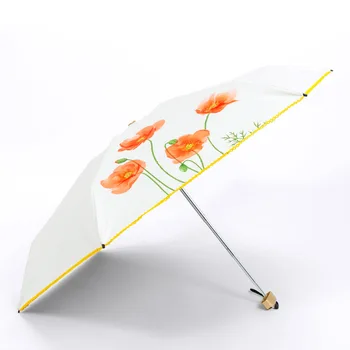 

Five Folding Non-automatic Umbrella For Women Windproof Anti-UV Sunscreen Parasol Creative Mini Pocket Black Coating Umbrellas