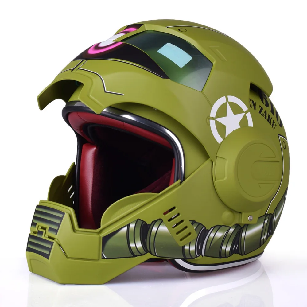 Masei 610 Zaku Matt Green Atomic Man Motorcycle Motorbike Helmet Moto