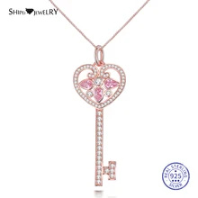 Shipei 100% 925 Sterling Silver Key Necklace Fine Jewelry Rose Gold Moissanite Key Pendant Necklace for Women Birthday Gift Shipei 100% 925 Sterling Silver Key Necklace Fine Jewelry Rose Gold Moissanite Key Pendant Necklace for Women Birthday Gift
