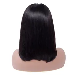 150% Плотность 13*4 Короткие Синтетические волосы на кружеве человеческих волос парики для черный Для женщин Малайзии Реми боб парик с