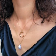 IngeSight.Z Multi Layered Irregular Simulated Pearl Choker Necklace Collar Statement Letter C Pendant Necklace for Women Jewelry stylish women s arrow irregular triangle pendant layered necklace