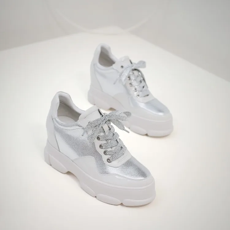 silver color sneakers