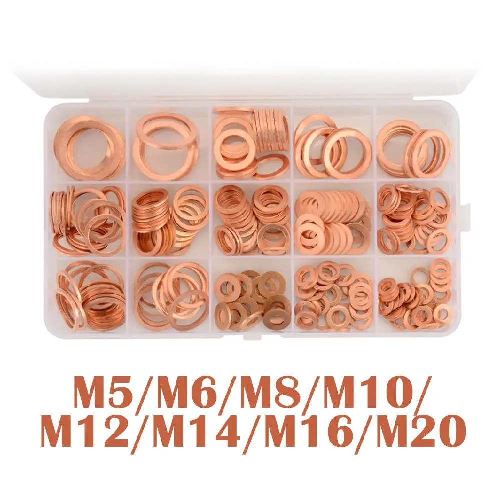 

280Pcs M5-M20 Copper Compression Washers Metric Oil Drain Plug Crush Washer(Box Packing)