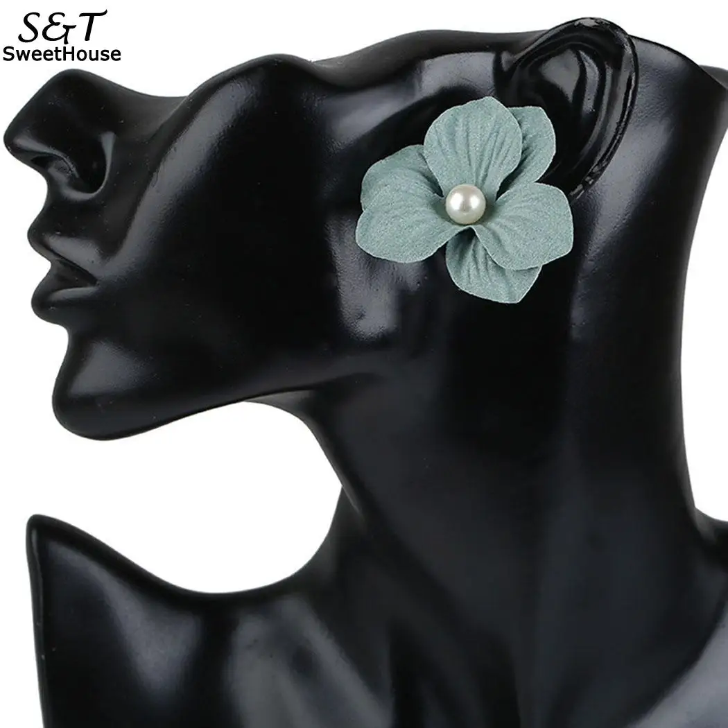

Charm Women Fashion Artificial Pearl Jewelry Trendy Flower Earrings New Wedding Gift