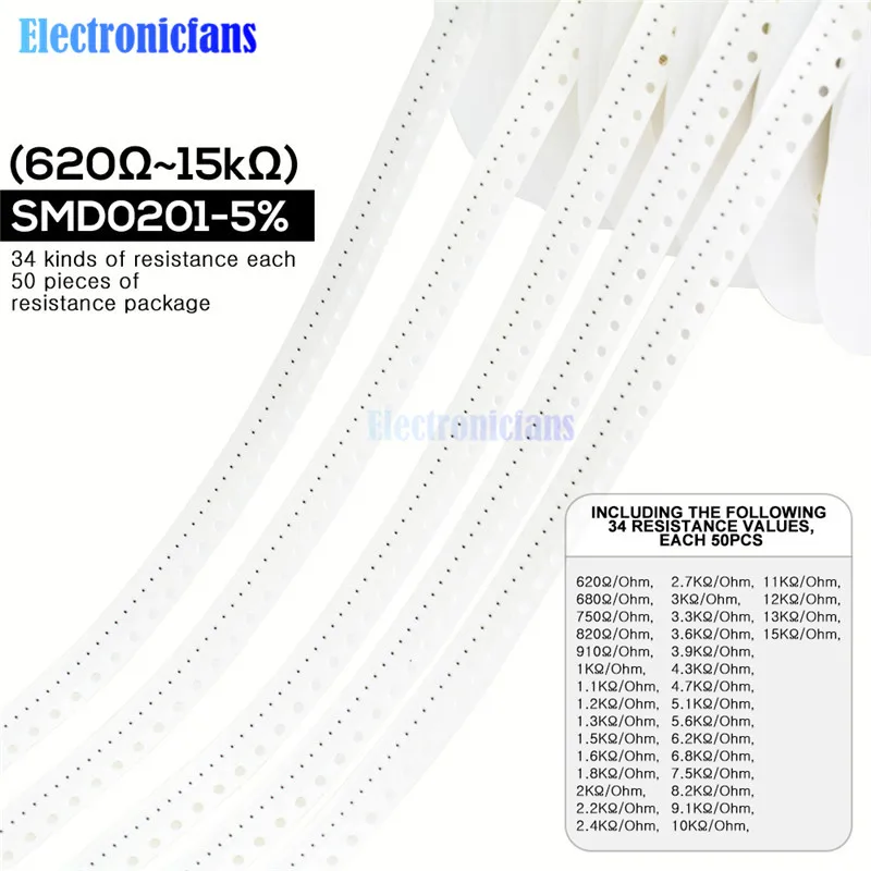 1700 шт./лот 0201 SMD резистор 0R-10 м Ом 5% 1/20 Вт 0,25 чип сопротивление фиксированной комплект резисторов в ассортименте Большие размеры 34 значения х 50 шт = 1700 шт