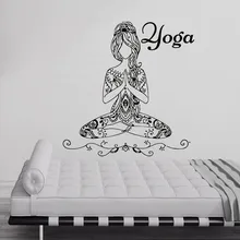 Buddha Girl Quotes Namaste Wall Decals Yoga Mandala Wall Stickers Living Rooms DIY Home Decor Yoga Lotus Decoration