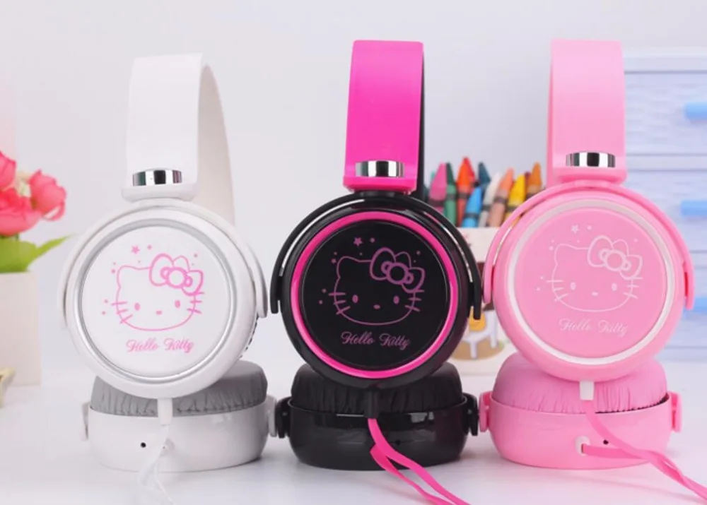 Новые Мультяшные милые наушники hello kitty, гарнитура для мобильного телефона, MP3/MP4, для iphone, samsung, xiaomi, гарнитура