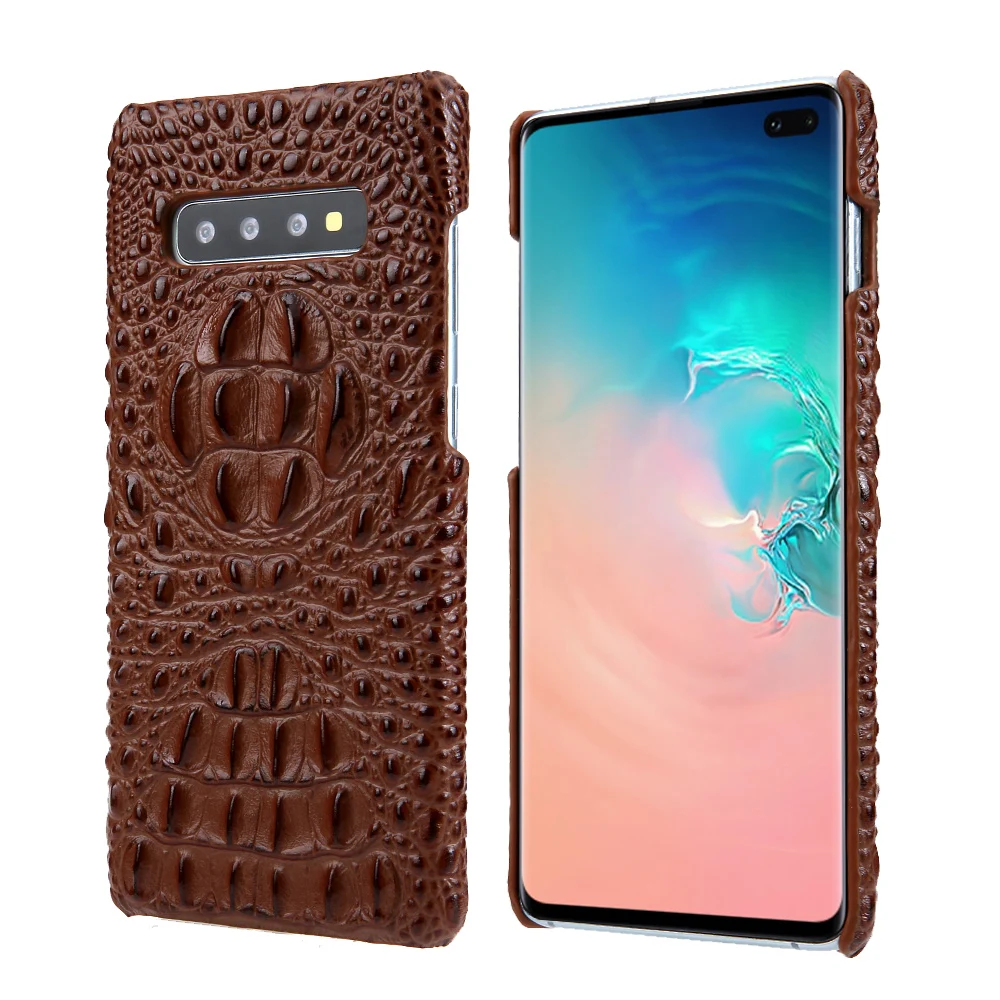 Модные Роскошные 3D крокодил из натуральной кожи чехол для Samsung Galaxy S8 S9 Plus Note 8 Note 9 S10 плюс задняя крышка