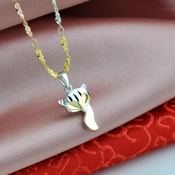 

WANG Jewelry S925 plating Color silver necklace Female temperament fox Pendant Valentine's Day present