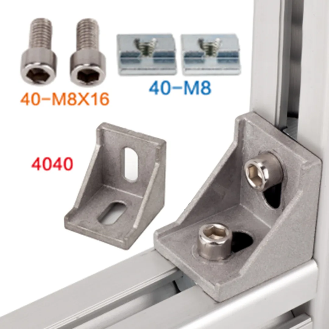 

Aluminum Profile T Slot L-Shape 4040 Corner Brackets with T Slot Nut & Bolts Kit Fasten Connector Set Kits Hardware Tool