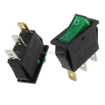 

5 Pcs 3 Pin ON-OFF 2 Position SPST Snap-in Boat Rocker Switch w Green Light Lamp