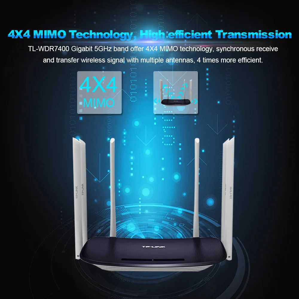 Tp Link WDR7400 Гигабитный беспроводной Wi Fi маршрутизатор 6 Антенна 2 4 ГГц и 5 AC2100 Мбит/с