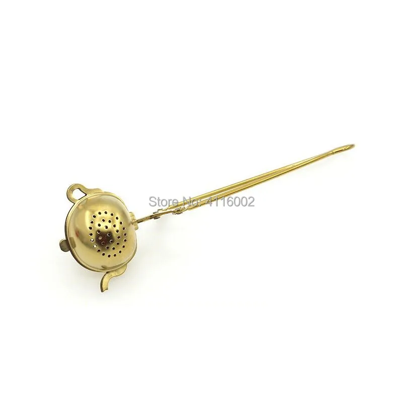 

50pcs Golden Color Stainless Steel Tea Infuser Creative Tea Pot Shape With Handle Tea Filters Teaware Tool