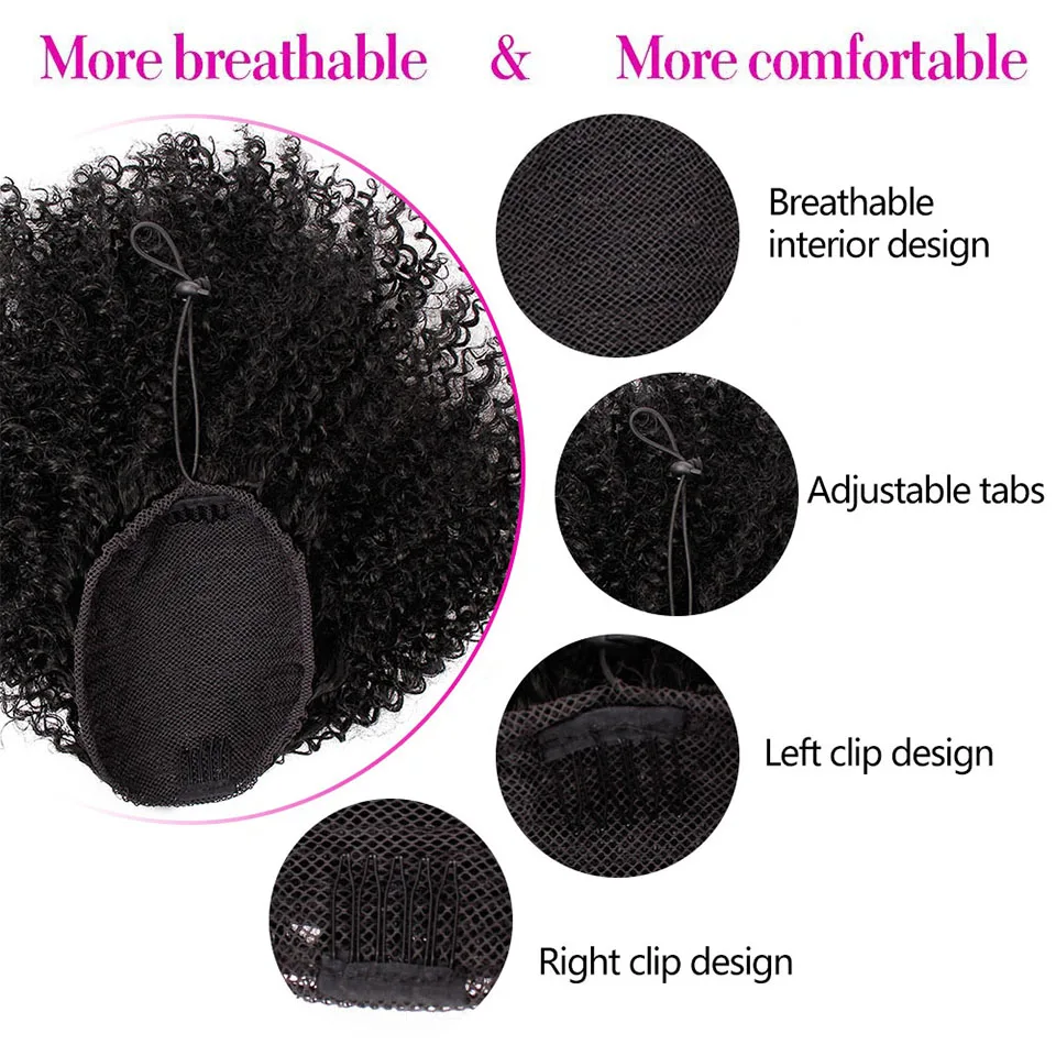 Drawstring Puff Afro Kinky Curly Ponytail African American Short Wrap Synthetic clip in Ponytail Hair Extensions AISI HAIR