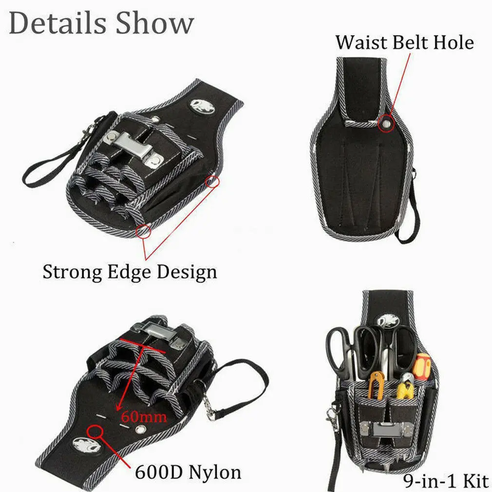 Черный твердый поясной карман электрика инструменты ремень сумка Портативный Нейлон отвертка комплект держатель сумка для инструмента стиль