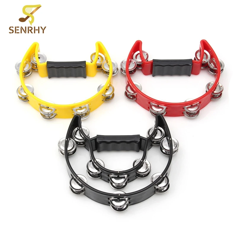 

3 Colors Musical Tambourine Hand Held with Double Row Metal Jingles Percussion Drum Party Gift Handle Percussion Instruments