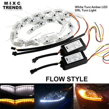 

MIXC TRENDS 2Pcs Car Flexible Switchback Flowing Amber Turn Signal Light for Headlight Flasher DRL LED Knight Rider Strip Light